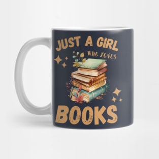 Cute just a girl who loves books reading women Mug